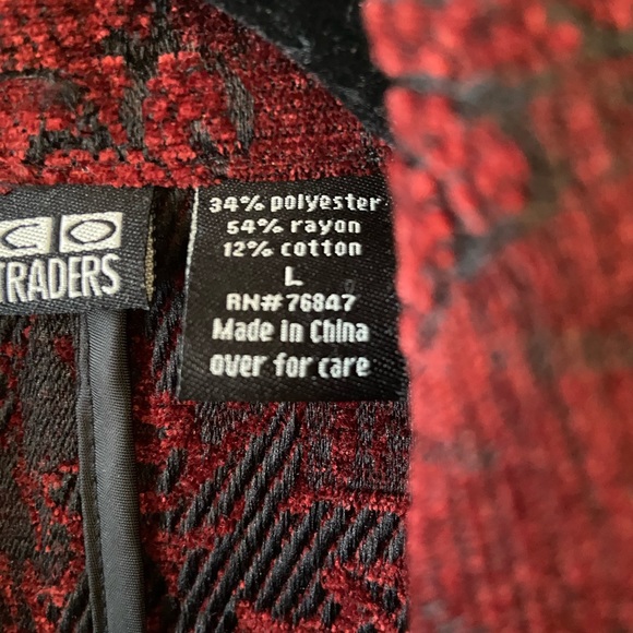 Vintage NTCO Nomadic Traders Blazer Red and Black Raised Pattern Sz Large - Picture 8 of 9